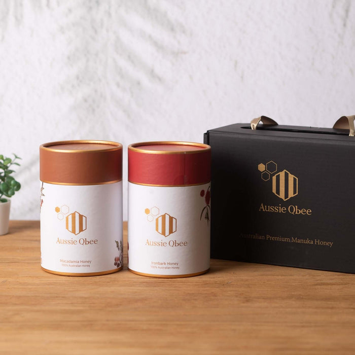 Ironbark & Macadamia Honey gift hamper front