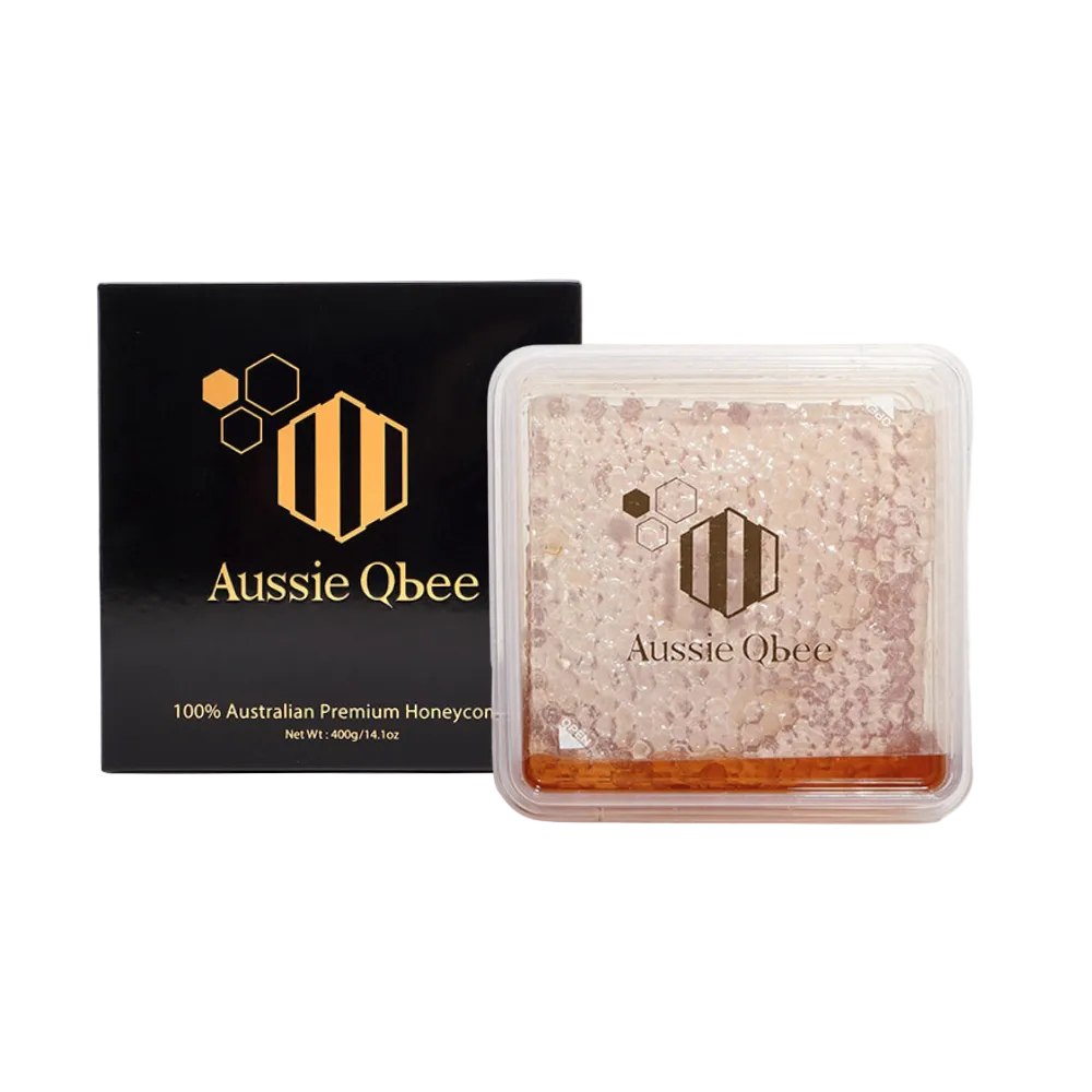 Aussie Qbee honeycomb packaging on a white background