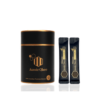 Manuka Honey MGO 300+ 360g product packaging with sachets by Aussie Qbee, showcasing premium quality Australian Manuka honey.